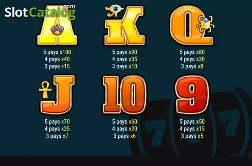 Paytable screen 2. Egyptian Queens slot