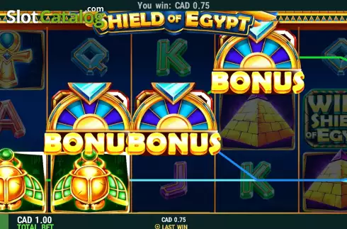 Bonus Game screen. Shield of Egypt slot