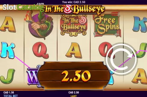 Win screen 2. In the Bullseye slot