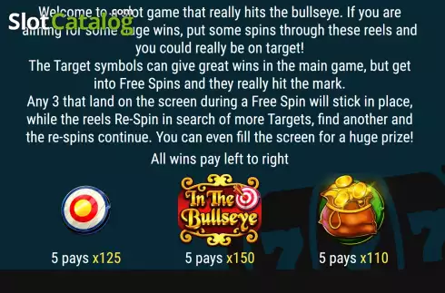 Game Features screen. In the Bullseye slot