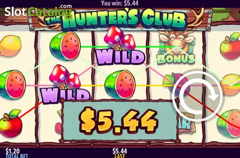 Win screen. The Hunter's Club slot
