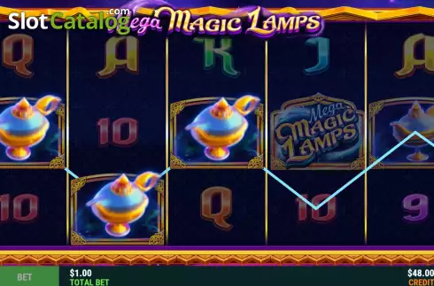 Win Screen. Mega Magic Lamps slot