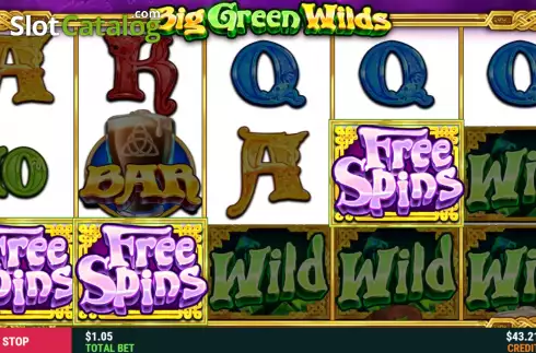 Free Spins Win Screen. Big Green Wilds slot