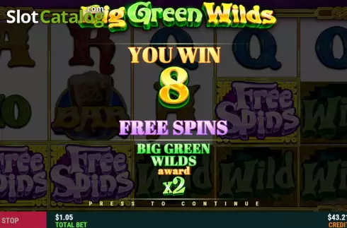 Free Spins Win Screen 2. Big Green Wilds slot
