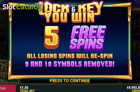 Free Spins Win Screen 2. Lock and Key slot