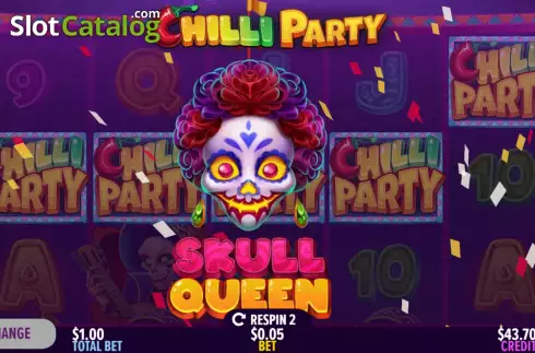 Skull Queen Feature Win Screen. Chilli Party slot