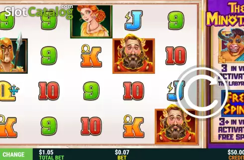 Game Screen. The Minotaur slot