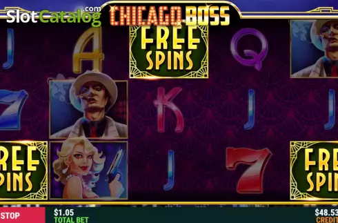 Free Spins Win Screen. Chicago Boss slot