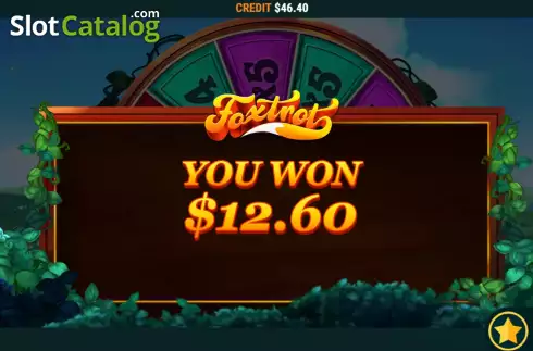 Win Bonus Game screen. Foxtrot slot