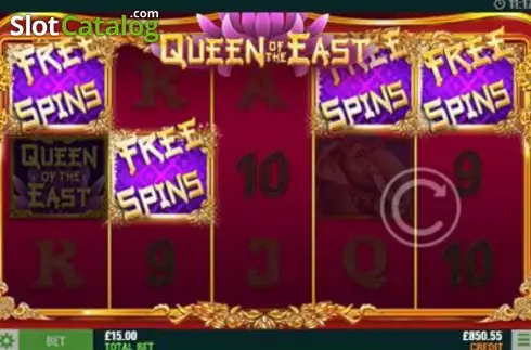 Free Spins screen. Queen of the East slot