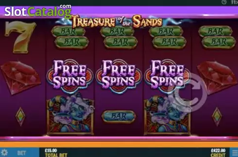 Free Spins screen. Treasure of the Sands slot