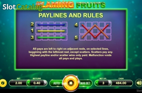 Paylines. Flaming Fruits (SlotVision) slot