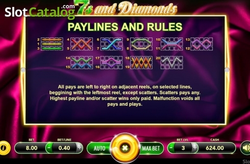 Pantalla7. 7s and Diamonds Tragamonedas 