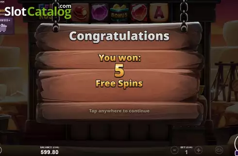Free Spins Win Screen. Gem Rush slot