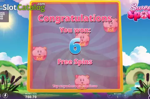 Free Spins Win Screen. Sweet Spotz slot