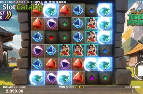 Win screen. Lucy Luck and the Temple of Mysteries slot