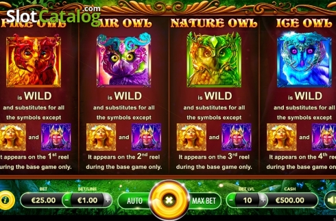 Paytable 3. Owl's Magic slot