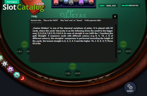 Schermo5. Texas Holdem (Smartsoft Gaming) slot