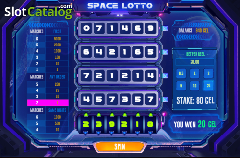 Win Screen. Space Lotto slot
