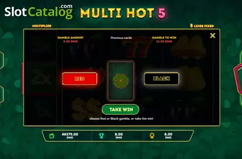 Risk Game screen. Multi Hot 5 slot