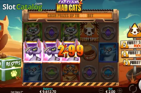 Ekran4. Cat Clans 2 - Mad Cats yuvası