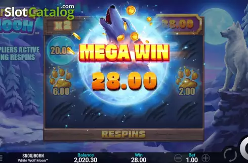 Respins Win Screen 3. White Wolf Moon slot