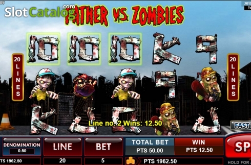 Win screen. Father & Zombies slot