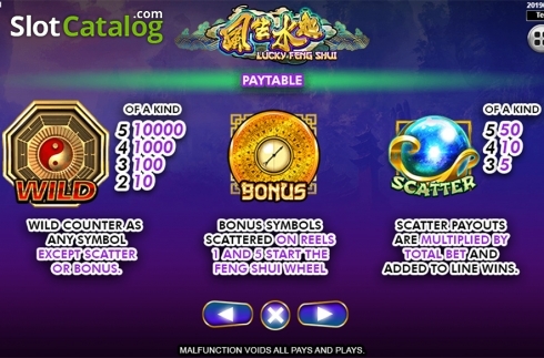 Paytable . Lucky Feng Shui slot