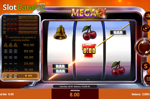画面3. Mega 7 (Spadegaming) カジノスロット