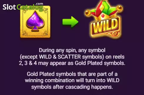 Gold Plated symbols screen. Poker Ways slot