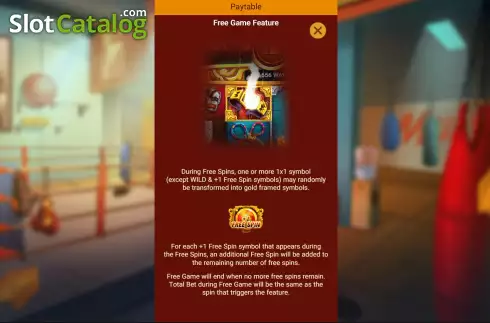 Free Game Feature Screen. Muay Thai Fighter slot