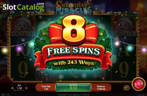 Free Spins screen. Christmas Miracles slot