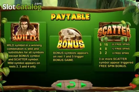 Paytable 1. Jungle King (Spadegaming) slot