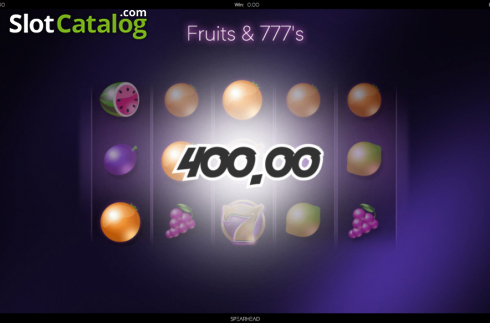Win Screen. Fruits And Sevens (Spearhead Studios) slot