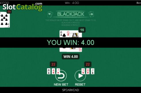 Win screen. Blackjack (Spearhead Studios) slot
