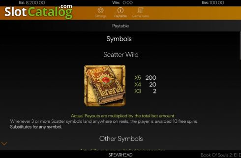 Bildschirm8. Book of Souls 2 El Dorado slot