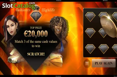 Game screen 2. FashionTV Highlife Scratchcard slot