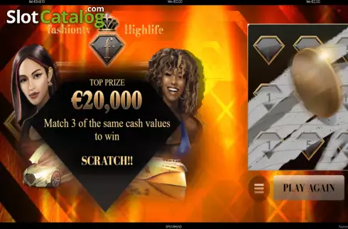 Game screen 4. FashionTV Highlife Scratchcard slot