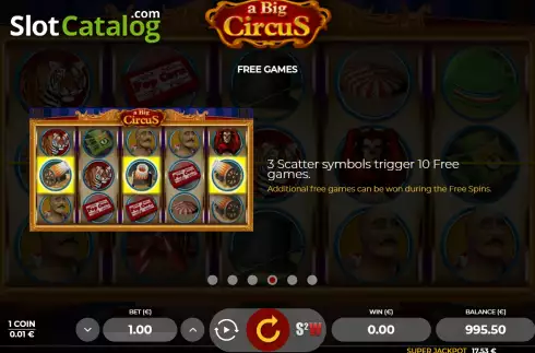 Game Features screen 2. A Big Circus slot