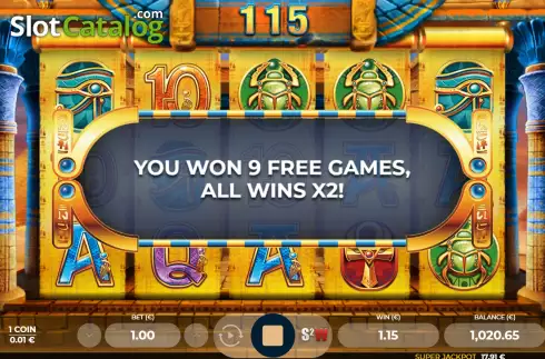 Free Spins screen. Egyptian Fever slot