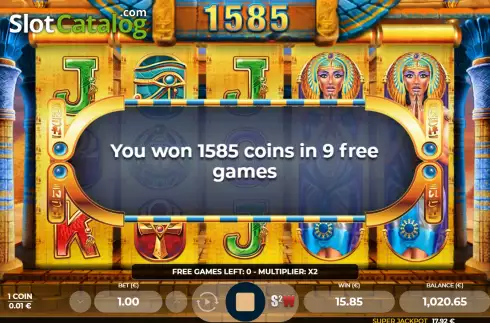 Win Free Spins screen. Egyptian Fever slot