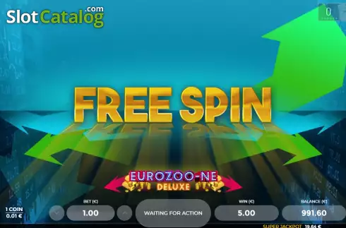 Free Spins screen. EuroZoone Deluxe slot
