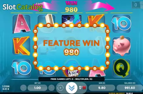 Win Free Spins screen. EuroZoone Deluxe slot