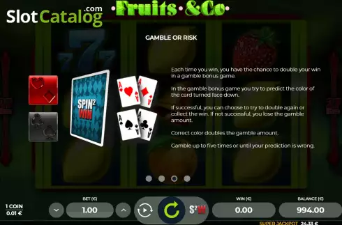 Game Feature screen 2. Fruits and Co slot