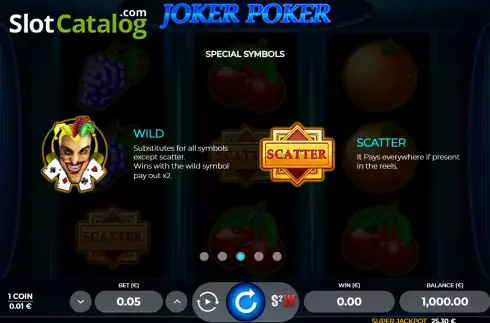 Game Feature screen. Joker Poker 3 slot