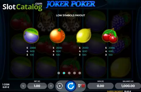 Paytable screen 2. Joker Poker 5 slot
