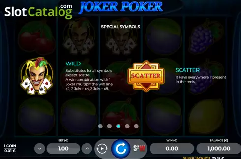 Game Feature screen. Joker Poker 5 slot