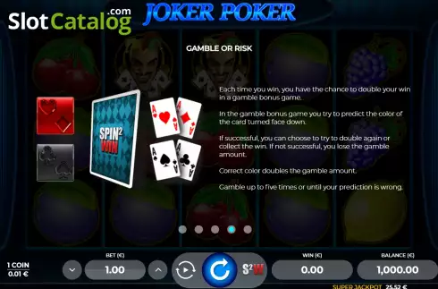 Game Feature screen 2. Joker Poker 5 slot