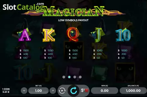 Paytable screen 2. The Magician Deluxe slot