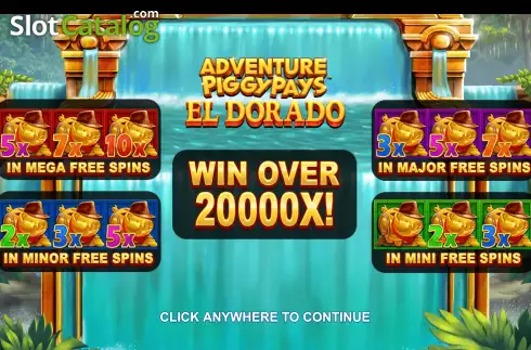 Start Screen. Adventure PIGGYPAYS El Dorado slot